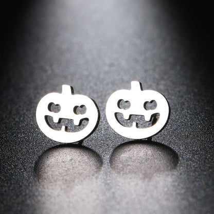 Stainless Steel Earrings Gothic Pumpkin Head Fashion-Jewearrings