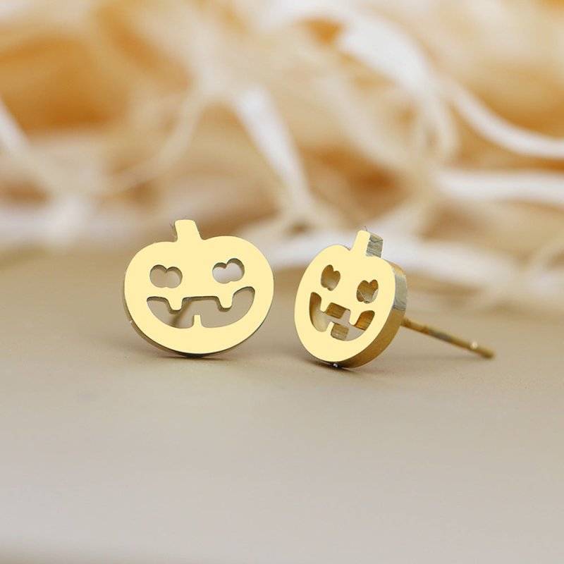 Stainless Steel Earrings Gothic Pumpkin Head Fashion-Jewearrings