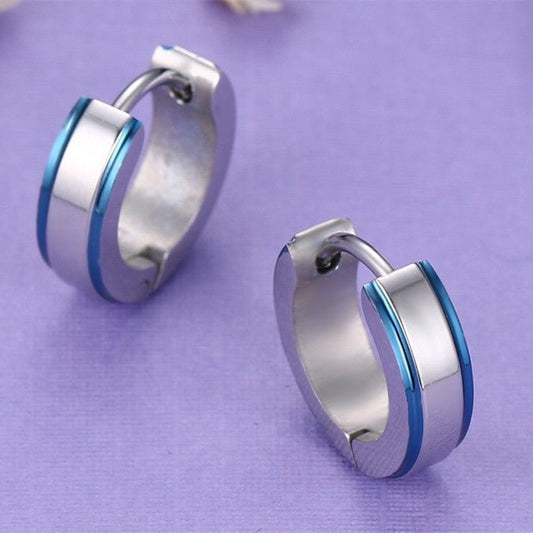 Stainless Steel Electric Blue Earrings-Jewearrings