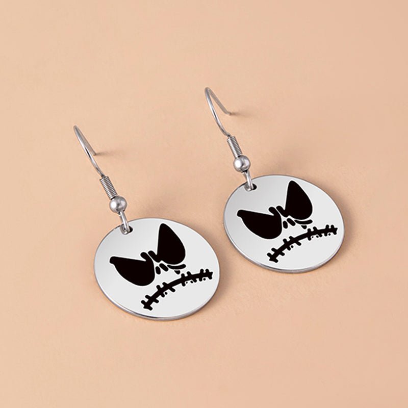 Stainless Steel Halloween Pumpkin Pattern Pendant Earrings-Jewearrings