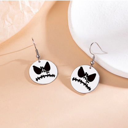 Stainless Steel Halloween Pumpkin Pattern Pendant Earrings-Jewearrings