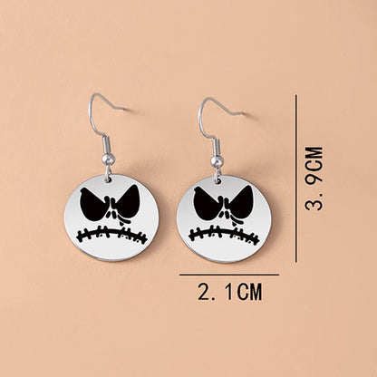 Stainless Steel Halloween Pumpkin Pattern Pendant Earrings-Jewearrings