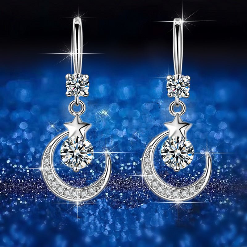 Star Myth Moon Earrings Drop Earrings Diamond Earrings-Jewearrings