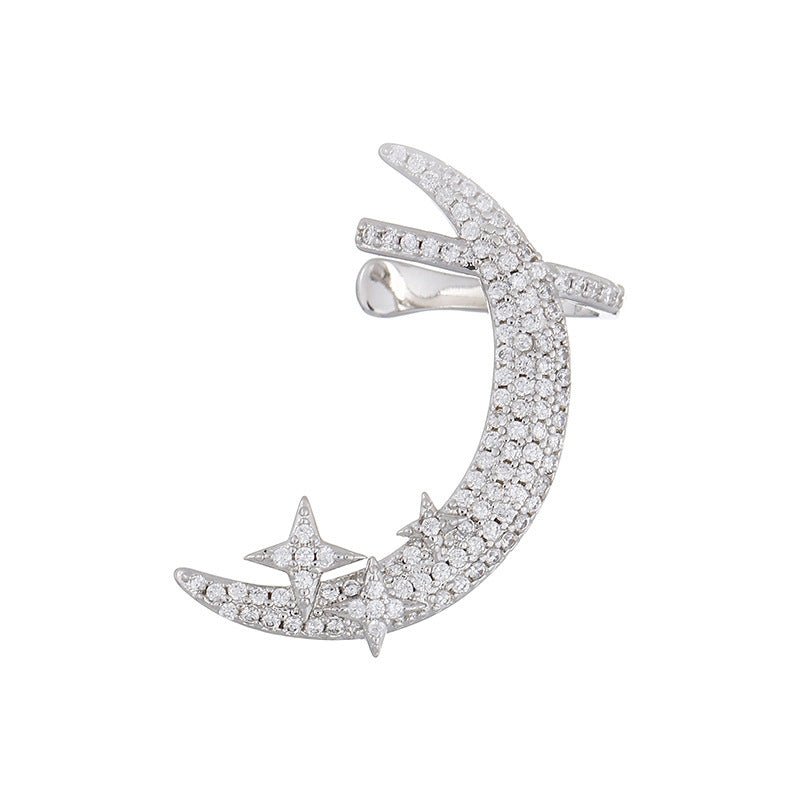 Stars And Moon Full Diamond Earrings Type Ear Bone Clip-Jewearrings