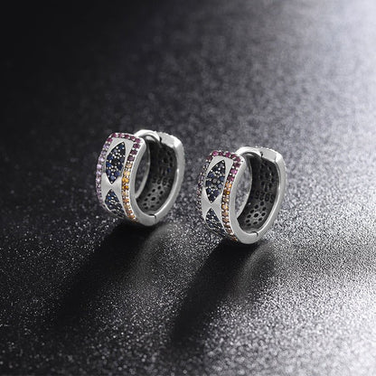 Sterling Silver 925 Ring Women's Luxury Small Group Full Diamond Wide Edition Earrings-Jewearrings