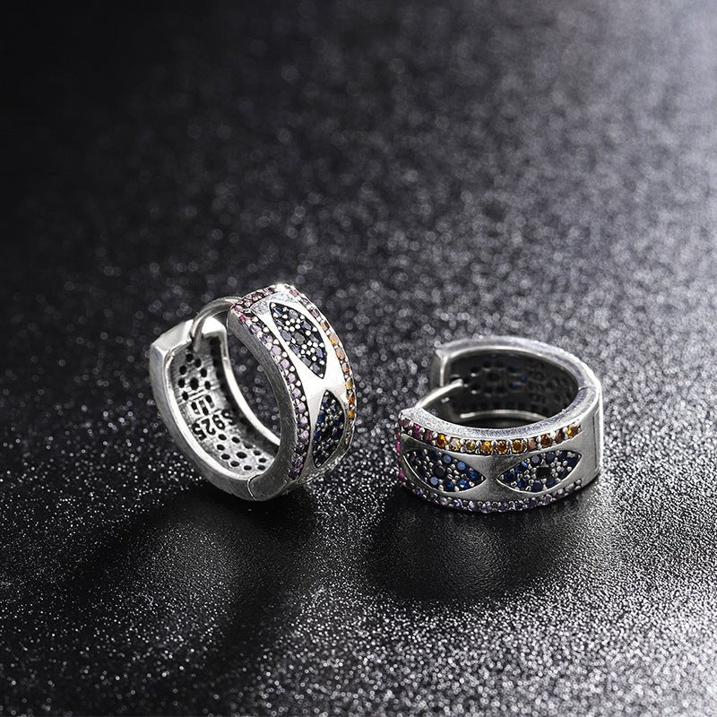 Sterling Silver 925 Ring Women's Luxury Small Group Full Diamond Wide Edition Earrings-Jewearrings