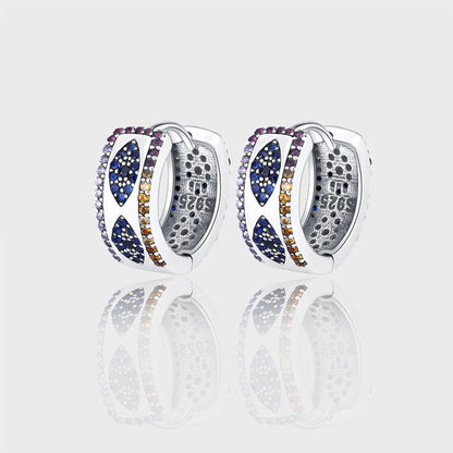 Sterling Silver 925 Ring Women's Luxury Small Group Full Diamond Wide Edition Earrings-Jewearrings