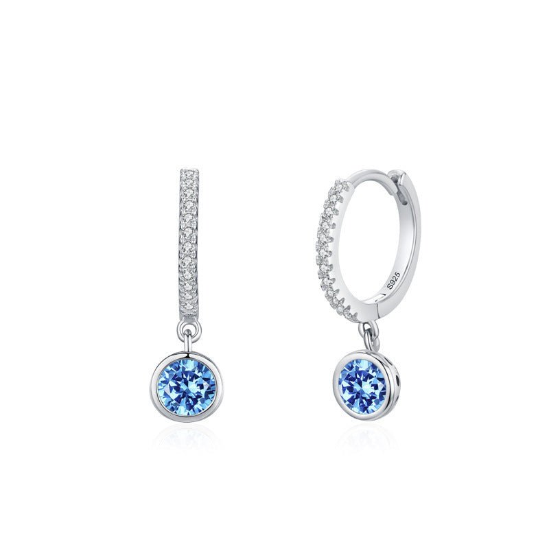 Sterling Silver Blue Artificial Diamond Earrings-Jewearrings