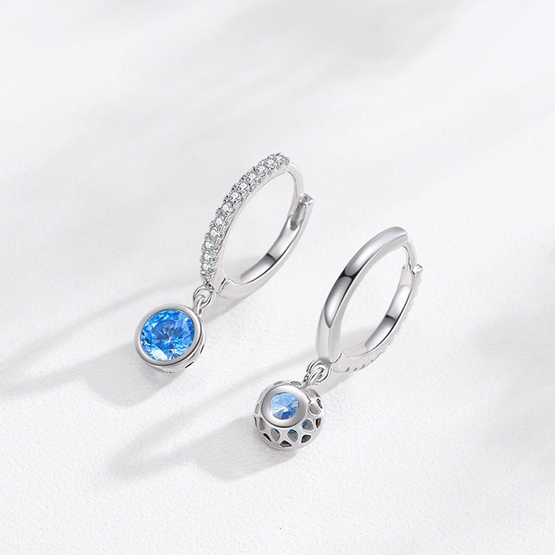 Sterling Silver Blue Artificial Diamond Earrings-Jewearrings