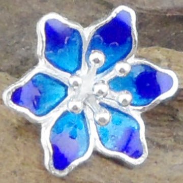 Sterling Silver Cloisonne Flower Stud Earrings-Jewearrings