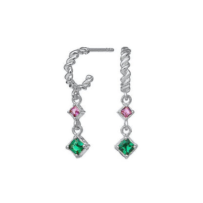 Sterling Silver Color Ball Diamond Creative INS Style Earrings-Jewearrings