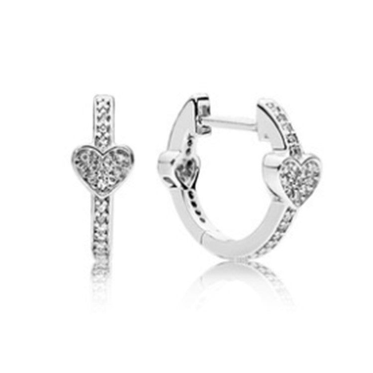 Sterling Silver Diamond Butterfly Leaf Love Heart Rose Stud Earrings-Jewearrings