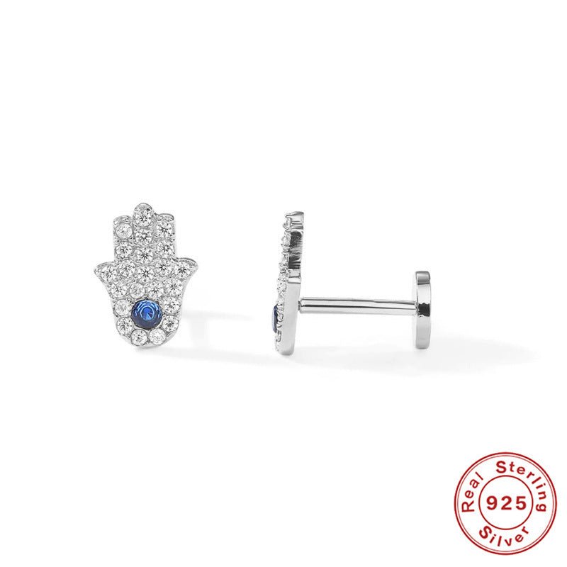 Sterling Silver Diamond Flat Head Thread Stud Earrings-Jewearrings