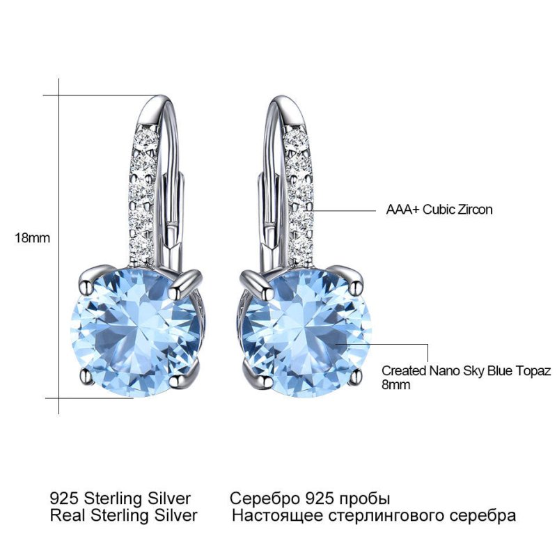 Sterling Silver Drop Topaz Gemstone And Diamond Earrings-Jewearrings