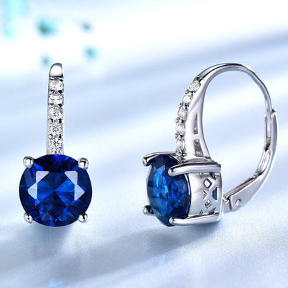 Sterling Silver Drop Topaz Gemstone And Diamond Earrings-Jewearrings