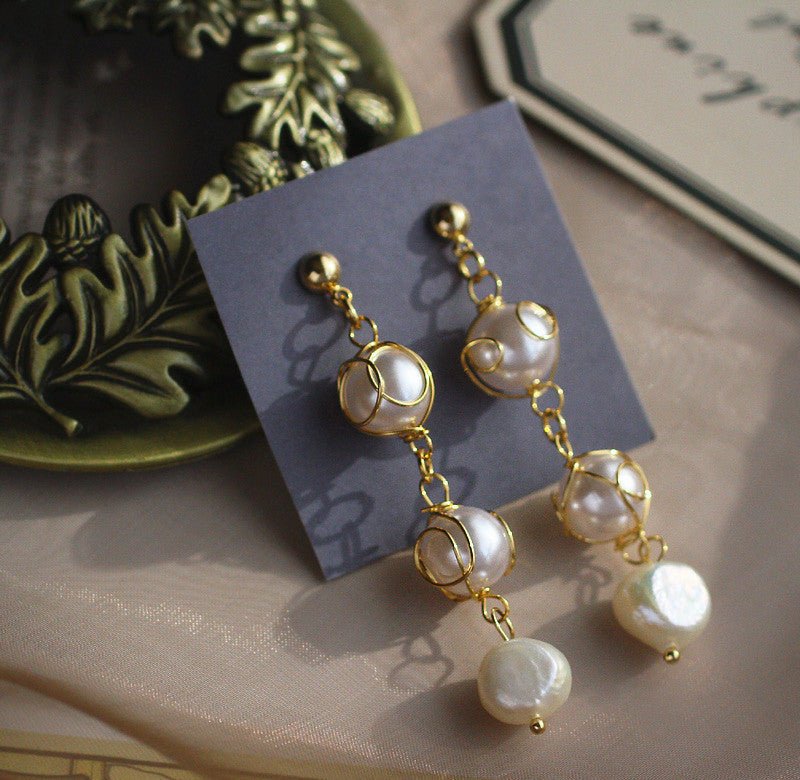 Sterling Silver Earrings Baroque Pearl Vintage-Jewearrings