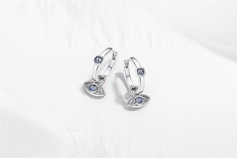 Sterling Silver Earrings Blue Eye Earrings-Jewearrings