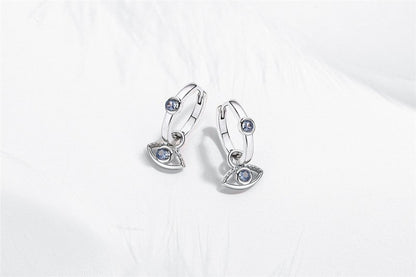 Sterling Silver Earrings Blue Eye Earrings-Jewearrings