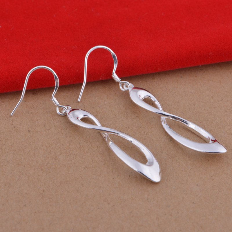 Sterling Silver Earrings Long Figure Eight Earrings-Jewearrings