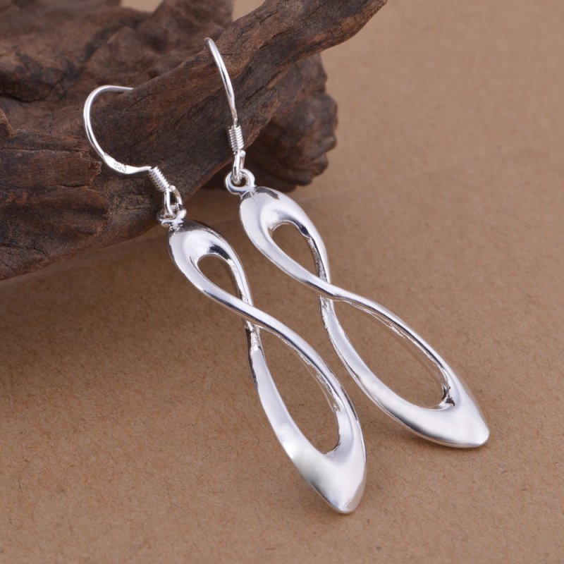 Sterling Silver Earrings Long Figure Eight Earrings-Jewearrings