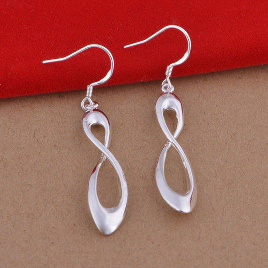 Sterling Silver Earrings Long Figure Eight Earrings-Jewearrings