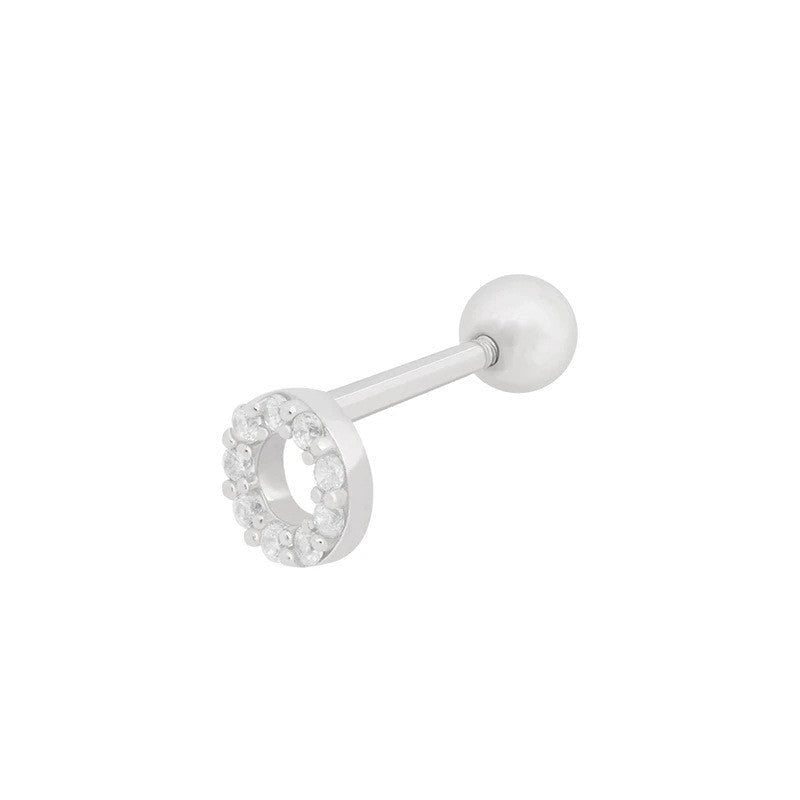 Sterling Silver Four-Claw Stereo Diamond Ear Bone Piercing Stud Earrings-Jewearrings