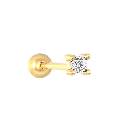 Sterling Silver Four-Claw Stereo Diamond Ear Bone Piercing Stud Earrings-Jewearrings