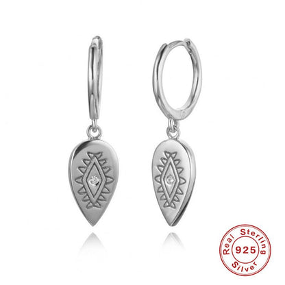 Sterling Silver Geometric Drop Totem Diamond Earrings Earrings-Jewearrings