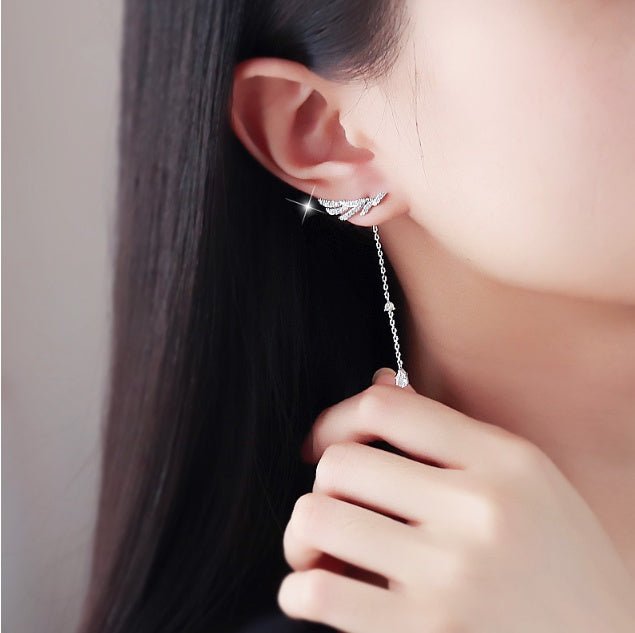 Sterling Silver Long Tassel Earrings-Jewearrings