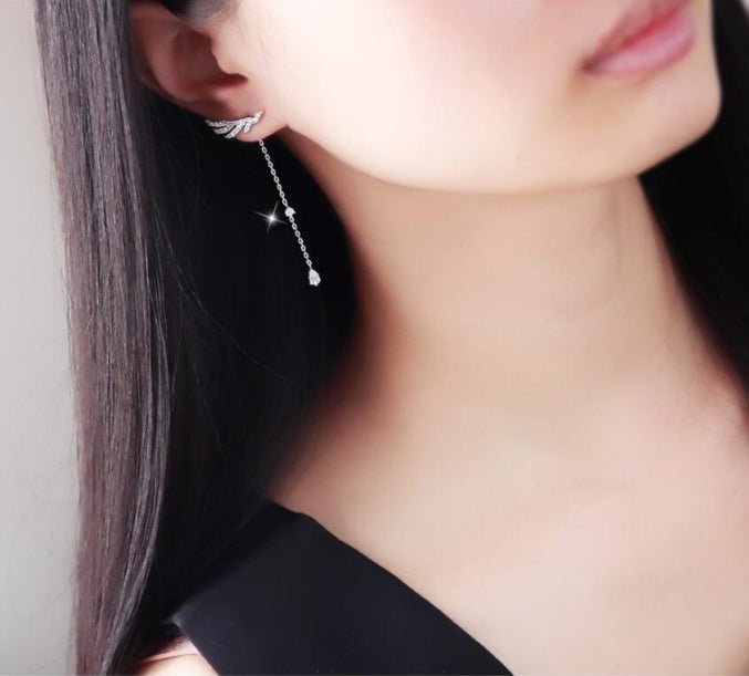 Sterling Silver Long Tassel Earrings-Jewearrings