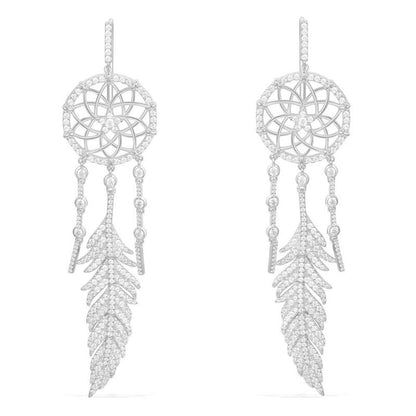 Sterling Silver Micro-Set Crystal Diamond A Meilong Version Exquisite Dream Catcher Earrings-Jewearrings