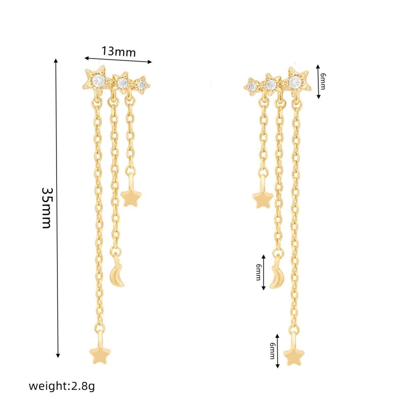 Sterling Silver Needle Long Tassel Earrings For Women-Jewearrings