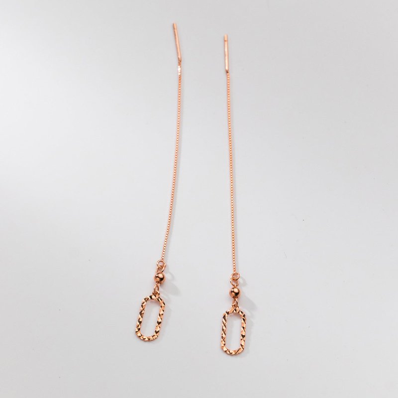 Sterling Silver Oval Tassel Hanging Long Earrings-Jewearrings