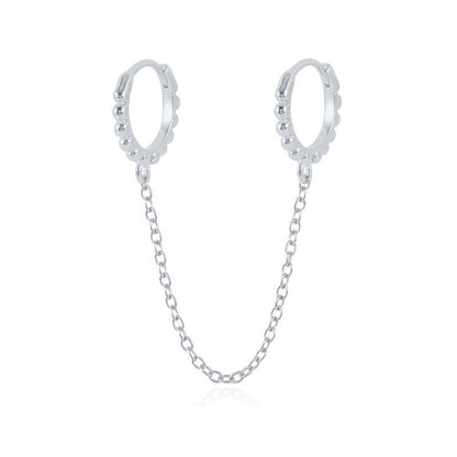 Sterling Silver Pentagram Diamond Chain Tassel Stud Earrings-Jewearrings