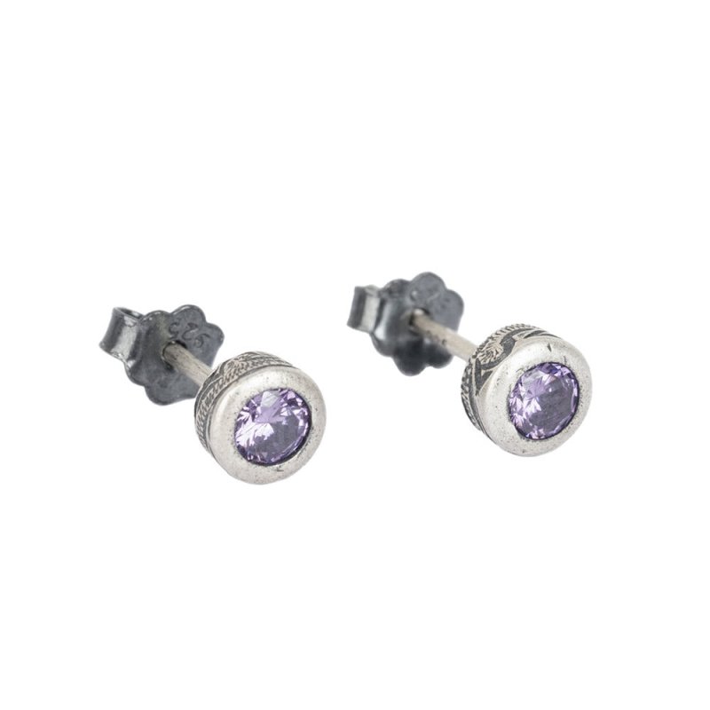 Sterling Silver Round Diamond Stud Earrings Personality-Jewearrings