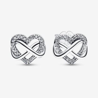 Sterling Silver S925 Heart Shape With Diamond Stud Earrings-Jewearrings