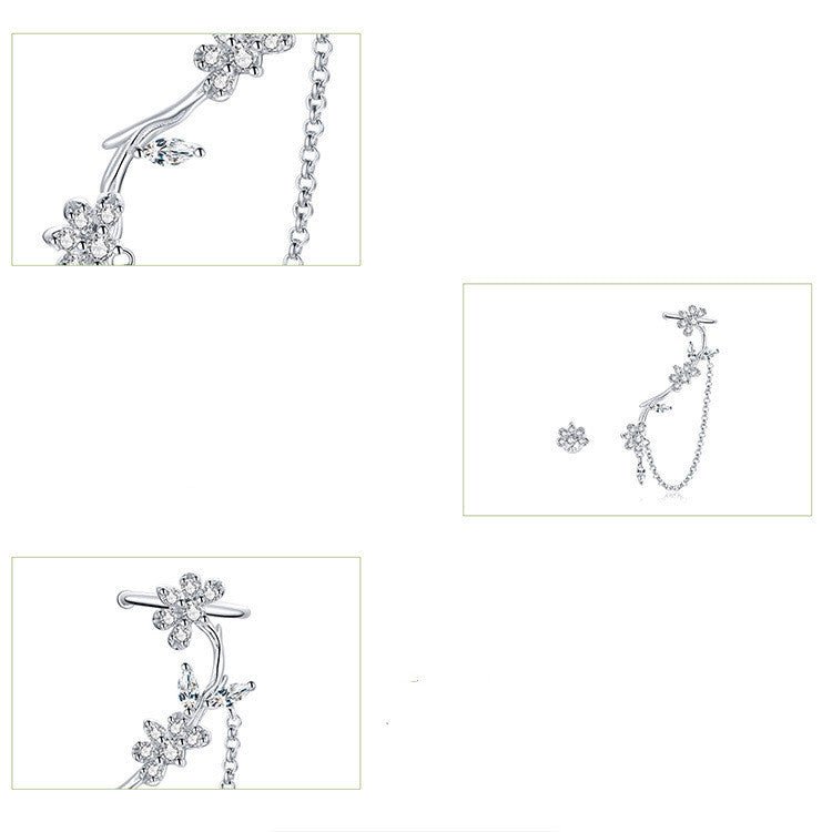 Sterling Silver S925 Stud Fashion Flower Zircon Earrings-Jewearrings