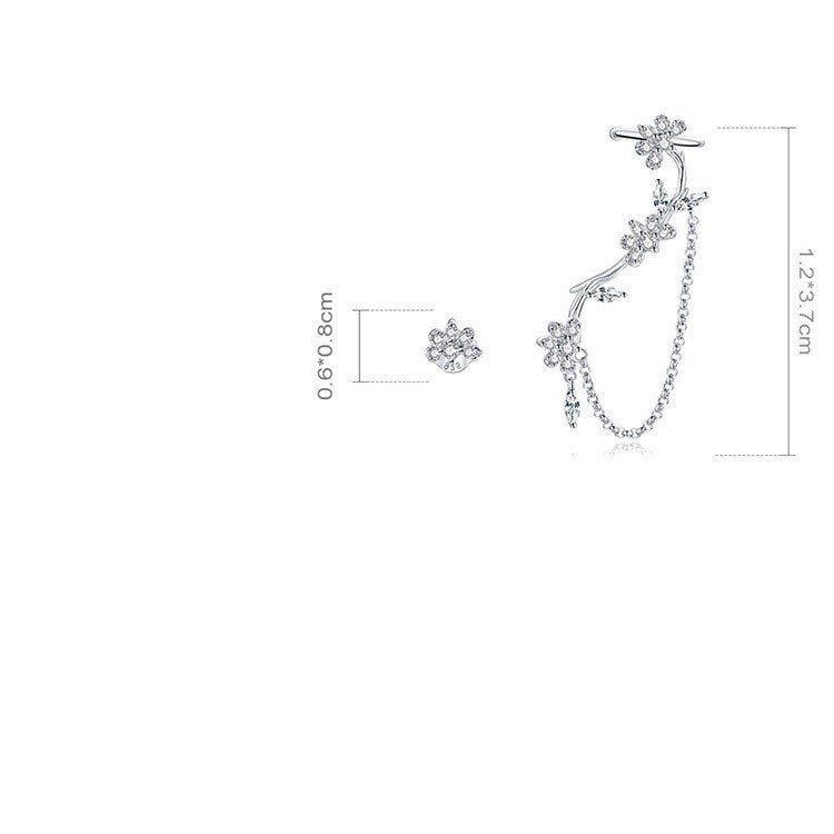 Sterling Silver S925 Stud Fashion Flower Zircon Earrings-Jewearrings