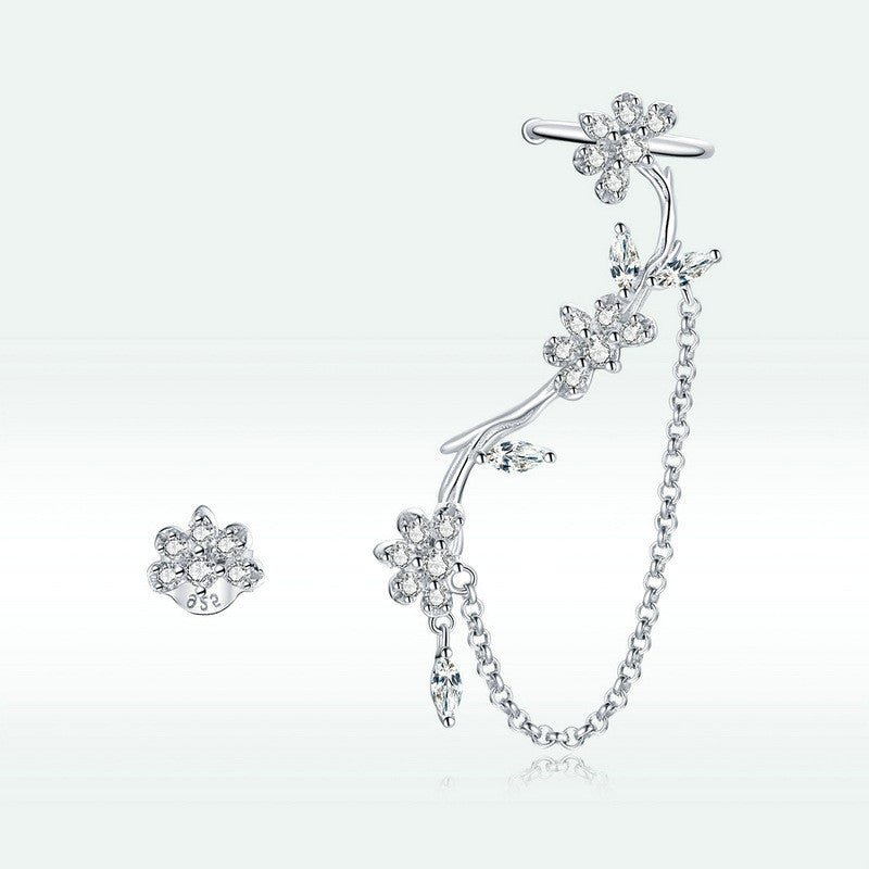 Sterling Silver S925 Stud Fashion Flower Zircon Earrings-Jewearrings