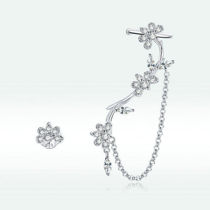 Sterling Silver S925 Stud Fashion Flower Zircon Earrings-Jewearrings