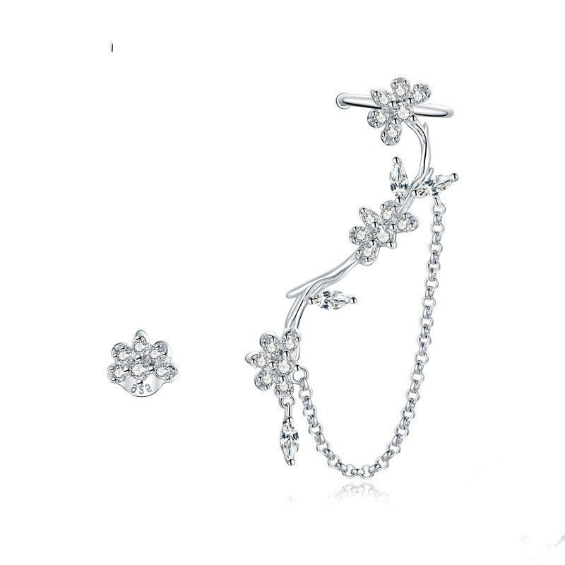 Sterling Silver S925 Stud Fashion Flower Zircon Earrings-Jewearrings