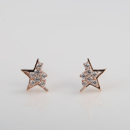 Sterling Silver Simple Christmas Star Stud Feminine Personality Diamond Earrings-Jewearrings