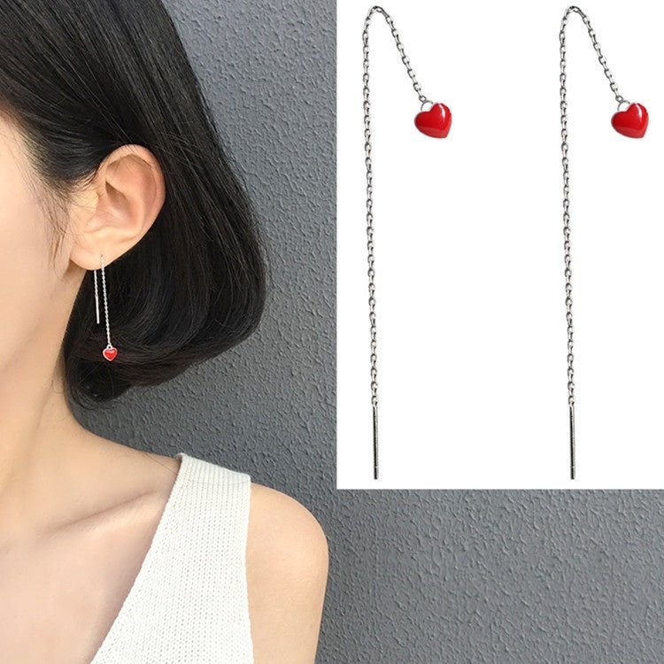 Sterling Silver Simple Versatile Personality Tassel Long Earrings-Jewearrings