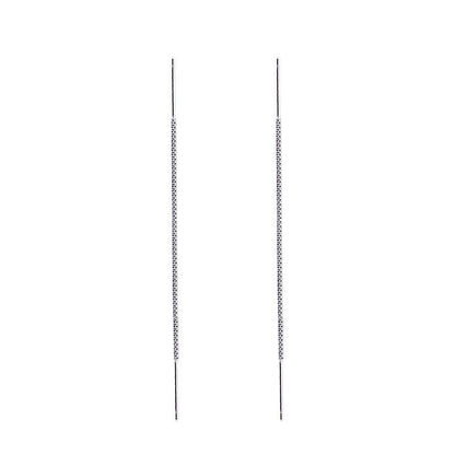 Sterling Silver Simple Versatile Personality Tassel Long Earrings-Jewearrings