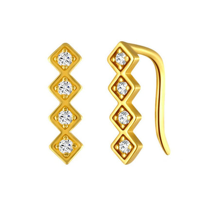 Sterling Silver Single Row Diamond Stud Earrings-Jewearrings