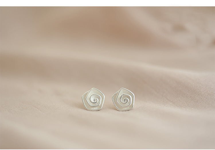 Sterling Silver Spiral Flower Stud Earrings-Jewearrings