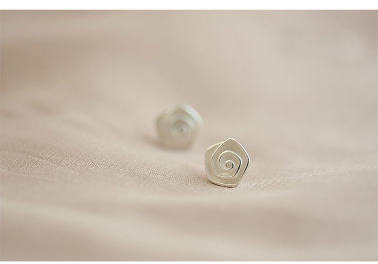 Sterling Silver Spiral Flower Stud Earrings-Jewearrings