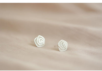 Sterling Silver Spiral Flower Stud Earrings-Jewearrings