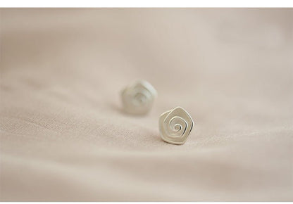 Sterling Silver Spiral Flower Stud Earrings-Jewearrings