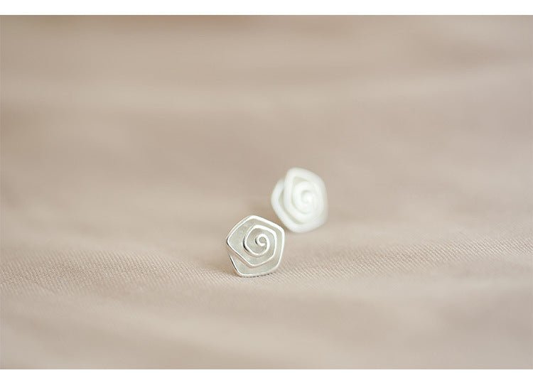 Sterling Silver Spiral Flower Stud Earrings-Jewearrings